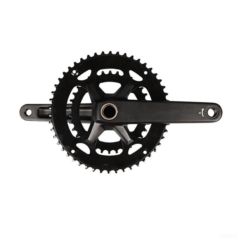 Guarnitura da strada liscia 110BCD per ciclismo | Manovella leggera in lega di alluminio, materiale disco SPCC, finitura nera, lunghezza 170 mm, resistente