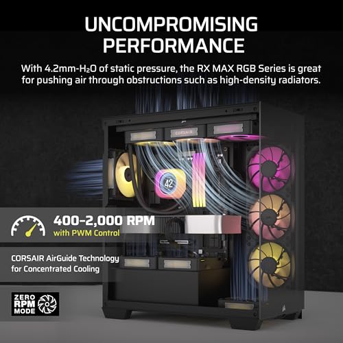 Image of CORSAIR iCUE Link RX120 MAX RGB 120mm PWM Thick Fans with iCUE Link System Hub - High-Static Pressure - Magnetic Dome Bearing - Triple Pack - Black