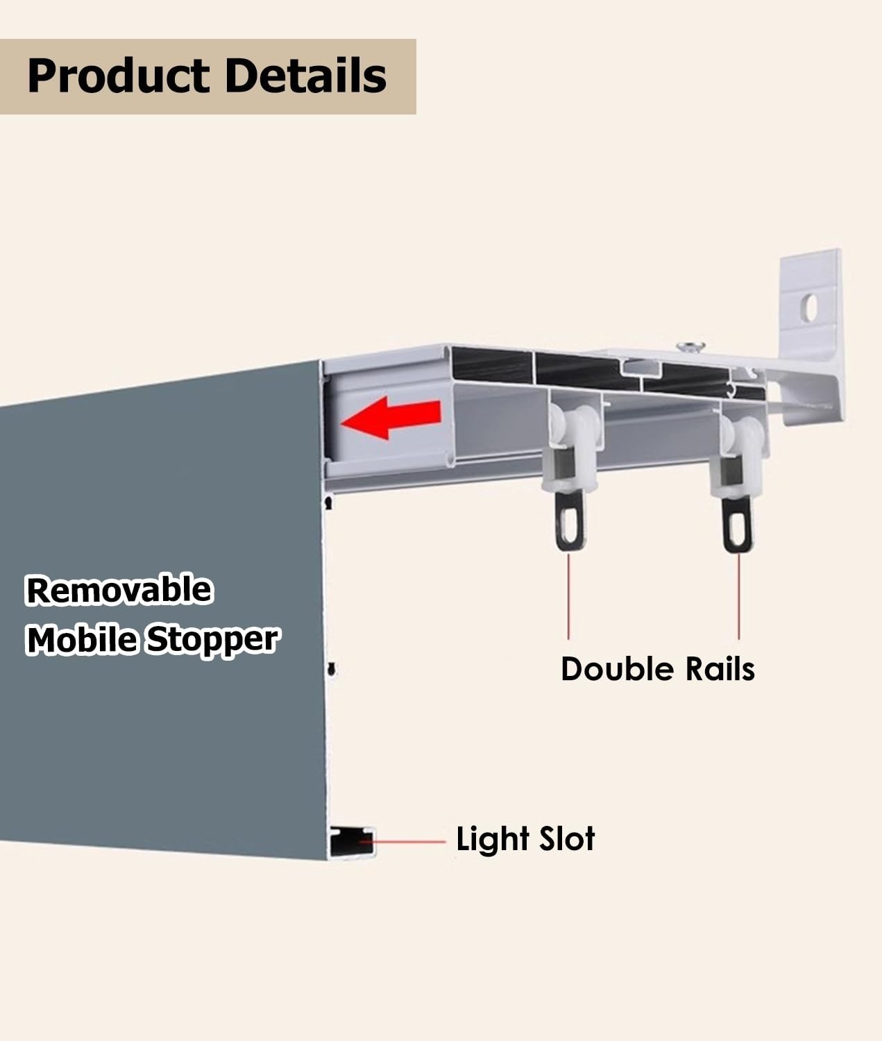 Rail de rideau de plafond personnalisable pour rideaux, cadre de plafond suspendu décoratif, idéal pour la douche, le salon et les cloisons de séparation de fourgonnette, longueur 435 cm (17