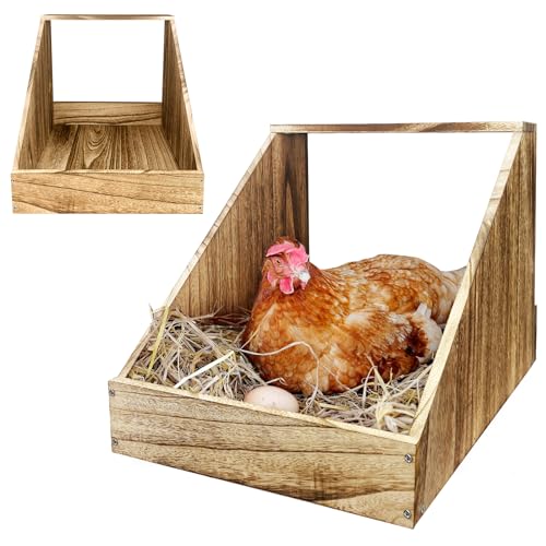 Wooden Single Compartment Chicken Nesting Box for Outdoor Coop - Comfortable Laying Box for Hens, Ducks and Poultry with Easy-Clean Design and Ventilated Egg Laying Space for Backyard Chickens