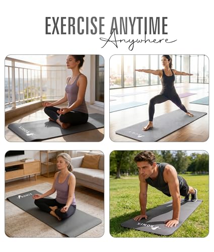 ROMIX Yoga Mat Thick 10 MM Foam Exercise Mat, 180x60x1cm Non Slip Gym Mats With Carry Bag and Strap, Yoga Mats for Women Men Pilates Mat Gymnastics Meditation Home Outdoor - Image 6