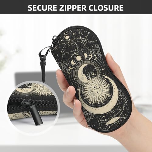 Image of Sunglasses Soft Case, Cute Ultra Light Portable Neoprene Zipper Eyeglass Glasses Case with Belt Clip for Men Women