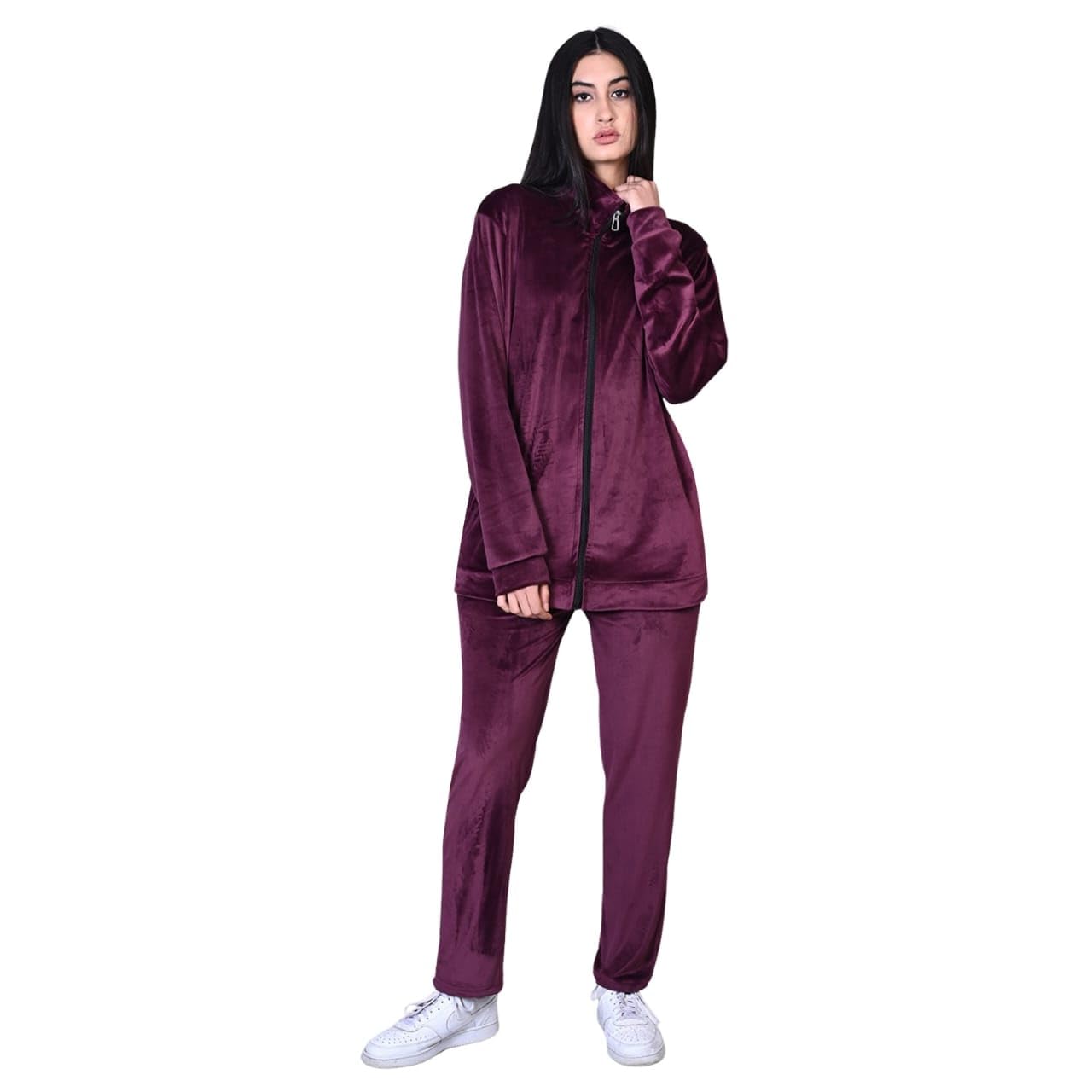 Velvet Track Suit (IN, Alpha, L, Plus, Dark Wine)-image-38