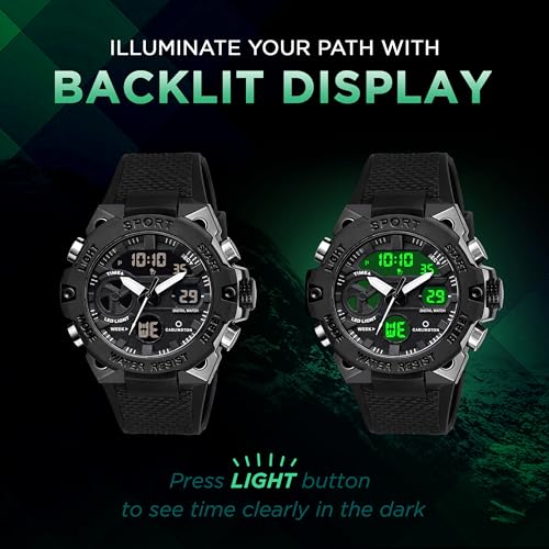 Image of Carlington Digital Sports Watch, Alarm, Stopwatch, Calendar, Water-Resistant, Shock-Resistant, Back Light Display Watch for Men