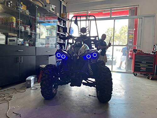 BlingLights Compatible 4x Blue LED Addon Halo Headlight Headlamp Angel Eye Rings for Can-Am Renegade