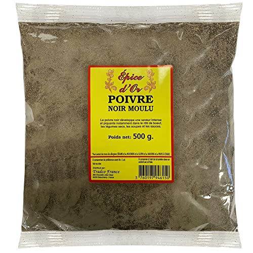 Poivre Noir Moulu 500g - Epice d'Or, 100% Naturel, Sans Additifs, Sans Arôme Artificiel, Sans...