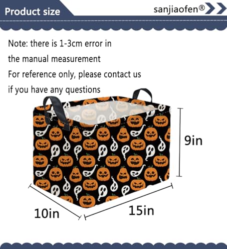 Image of Rectangular Kids Basket,Halloween Basket.Cute Baskets for Room Decor, Pumpkin Baskets with Handles.Books Bins,Gifts Box. (Black Pumpkin)