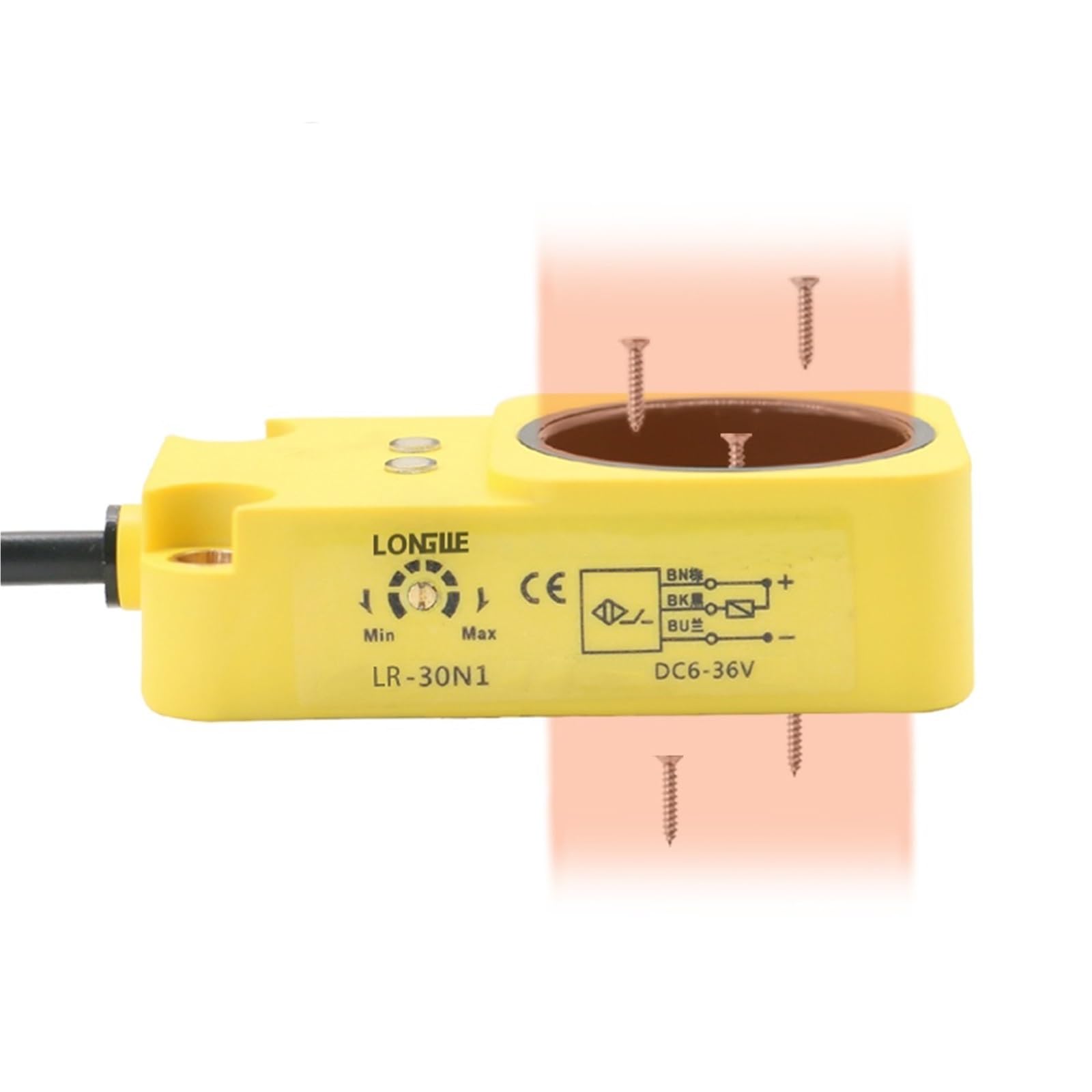 Interruptor de proximidad inductivo de anillo, 3, 6, 8, 10, 12, 15, 22 y 30 mm, resorte de tornillo, bola de acero, sensor de detección de velocidad de objetos metálicos, NPN, PNP, 1 unidad(LR-30 (30m