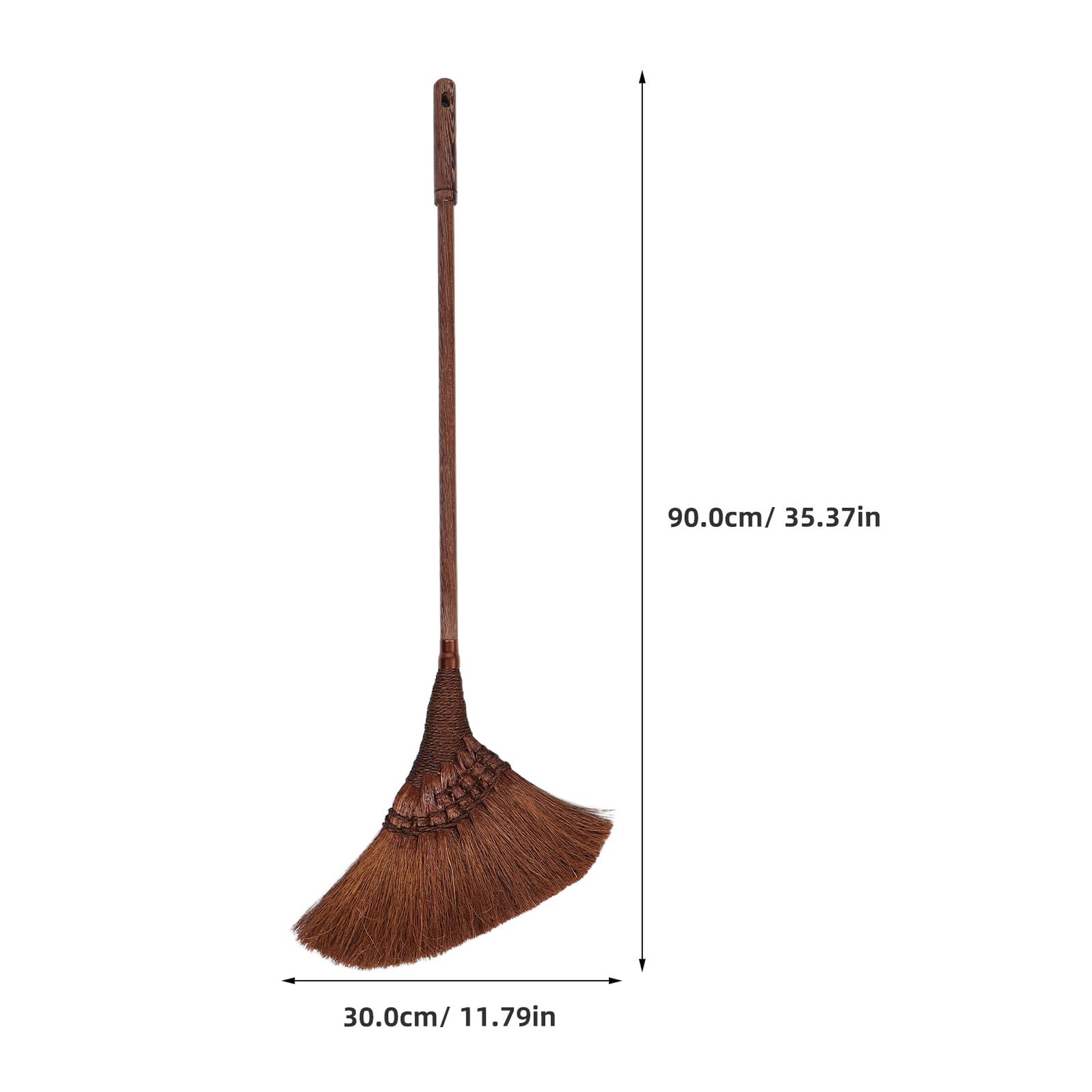Scopa a Spinta Domestica con Manico in Legno, Setole Spesse e Dense Antistatiche, Scopa per Interni ed Esterni per Pavimenti Delicati, Cortile e Negozi, Strumento di Pulizia