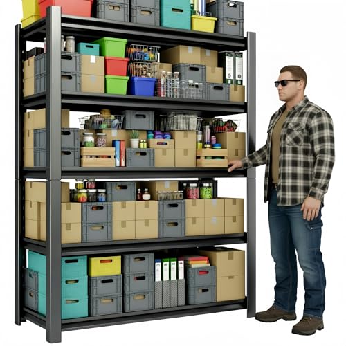 Image of 2750 LBS Heavy Duty Garage Shelving, 36 inch W x 16 inch D x 72 inch H Metal Storage Shelves, Adjustable Boltless Steel Storage Rack for Garage, Basement, Warehouse, Pantry