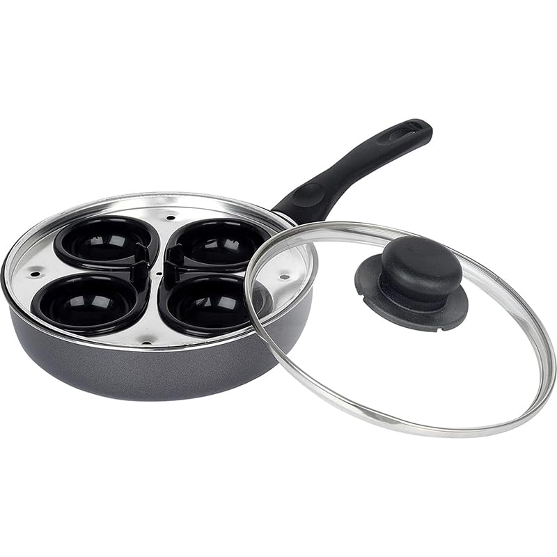 20cm / 8" Non-Stick Aluminium Traditional Egg Poacher, 4 Cup, with Glass Lid thumbnail 5