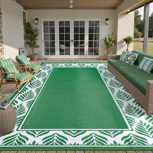 HUGEAR 8x10 Patio Waterproof Outdoor Rug Outrside Camping Carpet RV