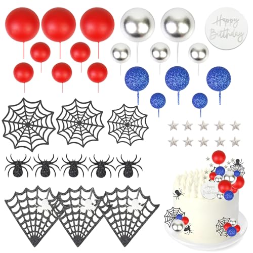 Decoración de pastel de feliz cumpleaños infantil para mesas dulces con adornos de telaraña