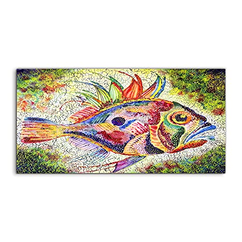 Tableau acrylique 120x60cm haut de gamme art fish watercolors pour chambre