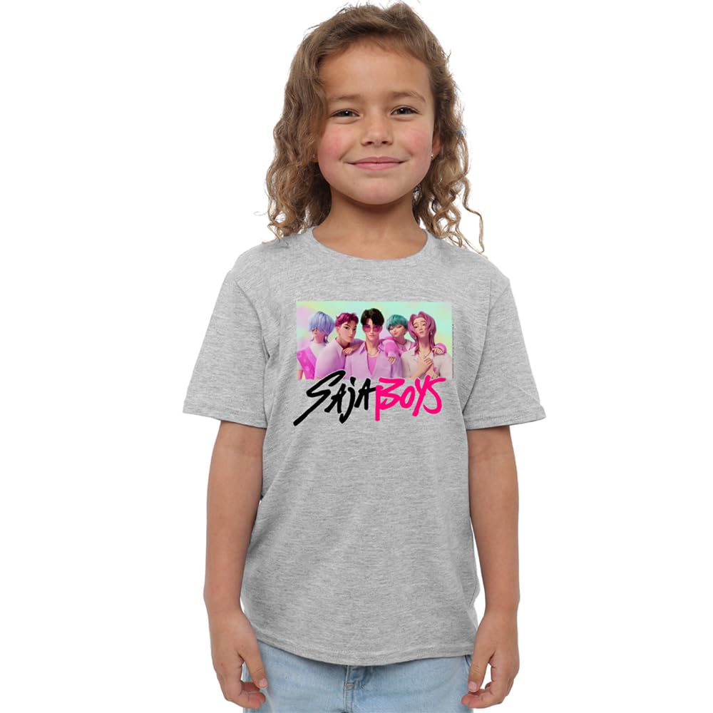 K-Pop Demon Hunters - Saja Boys Photo Frame Kids T Shirt, Heather Grey, 5-6