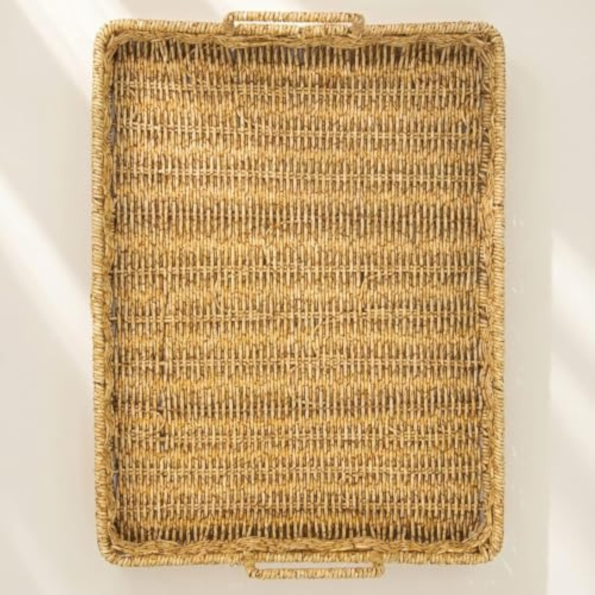Rectangular Wicker Serving Basket with Handles