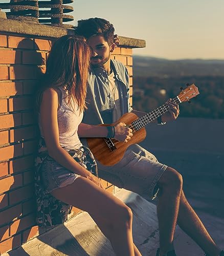 Image of Ulumac Concert Ukulele, Solid Mahogany 23inch Ukelele for Adults Kids Beginner with Gig Bag, Digital Tuner, Replacing Strings, 3 Guitar Picks, Strap, Cloth