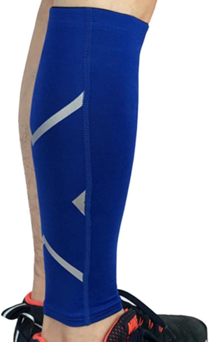 Calf Compression Leg Sleeve for Running and Football, Blue M Size