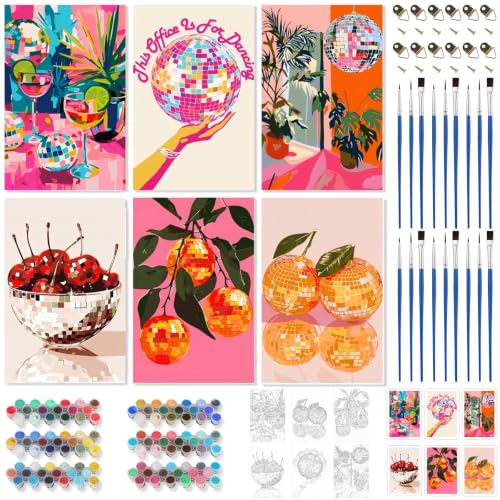 Peintures par Numero Adulte Contre le Stress - Kit 2 Tableaux Boule Disco pour Décorer Facilement