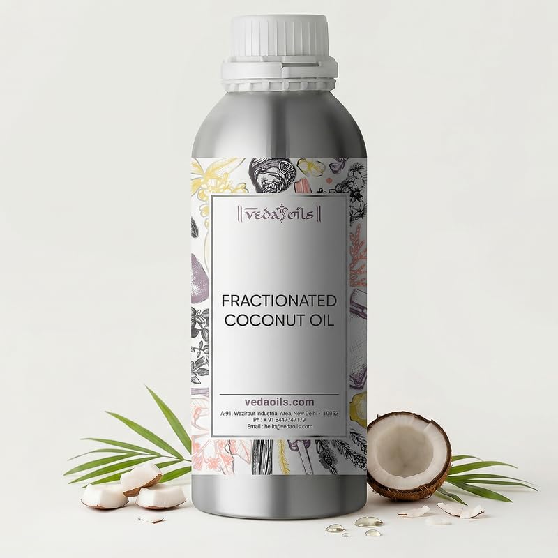 Image of VedaOils Fractionated Coconut Oil for Hair & Skin 500ml | 100% Pure & Natural Lightweight Oil | Hydrates, Nourishes, Strengthens Hair & Softens Skin | Non-Greasy & Easy Absorbing