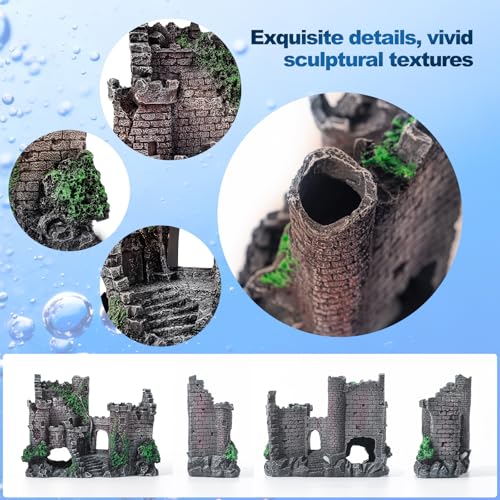 CousDUoBe Aquarium Decor Castle Fish Tank Bubbler Set Aquarium Plants for Aquatic Pets to Breed Play and Rest Fish Decorations for Tank - Image 5