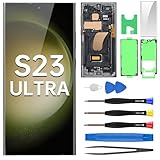 BESJMYT for Samsung Galaxy S23 Ultra AMOLED Screen Replacement OLED Display Touch Digitizer Full Assembly with Green Frame and Side Button Glass Repair Tools Kit SM-S918U SM-S918U1