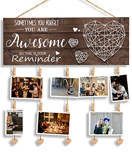 Birthday Gifts for Women Best Friends BFF Gifts Graduation Gifts for Her Wooden Picture Reminder Hanging Board Frame with Clips Friendship Gifts for Friends female Grandma