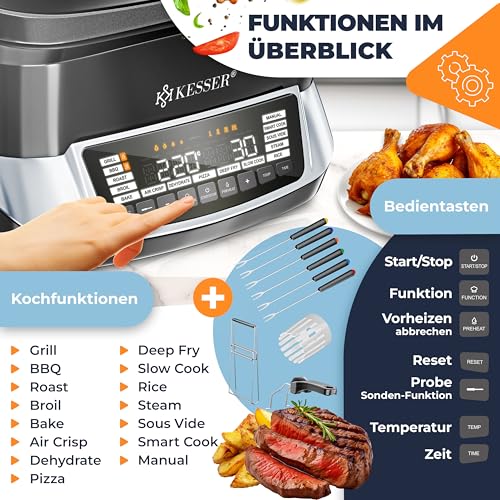 KESSER® Multikocher Küchengerät 8L & 16 Programme - Grillen, Backen, Schmoren, Dampfgaren mit Vorheiz- & Warmhaltefunktion, Schnellkochkopf, Heißluftfritteuse, Reiskocher, Slow Cooker, Joghurtbereiter 4 KESSER® Multikocher Küchengerät 8L & 16 Programme - Grillen, Backen, Schmoren, Dampfgaren mit Vorheiz- & Warmhaltefunktion, Schnellkochkopf, Heißluftfritteuse, Reiskocher, Slow Cooker, Joghurtbereiter