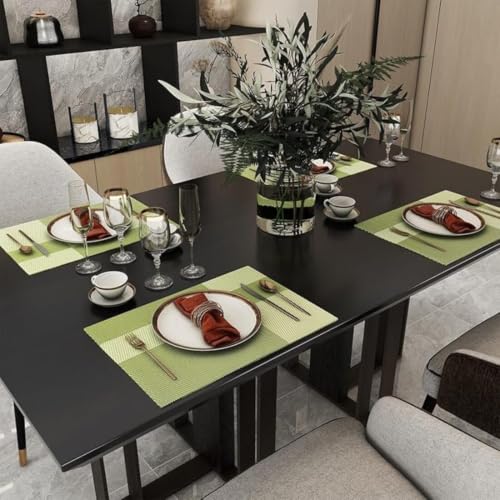 Image of Potency Table Mats Set of 4, Woven Placemate for Dining Table, Heat-Resistant Placemats Stain Resistant Anti-Skid Washable PVC Table Mats, Vinyl Placemats for Dining Kitchen Restaurant Table (L-Green)