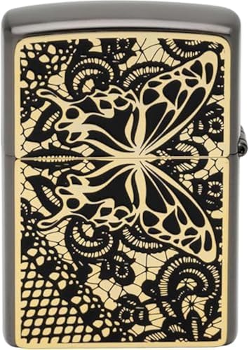 Encendedor Zippo de aceite vintage con diseño mariposa miniatura 4