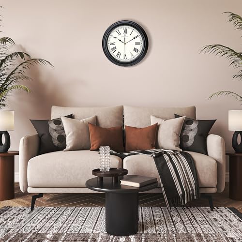 Lafocuse-Horloge-Murale-Noir-Silencieuse-Chiffres-Romains-Pendule-Murale-Quartz-Classique-Retro-Deco-pour-Salon-Chambre-Cuisine-30cm