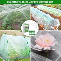 WYRJXYB Garden Mesh Netting Kit,10 x 30FT Ultra Fine Netting with 6 Sets Fiberglass Garden Hoops for Raised Beds Vegetable Plants Fruits Greenhouse Row Cover Birds Animals Barrier Protection Net — image 6