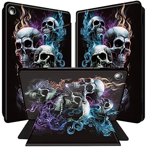 BPQOJB for iPad 9th Generation Case for iPad 10.2 Case for iPad 8th/7th Generation Case 360 Degree Rotating PU Leather Smart Cover with Auto Wake/Sleep - Fire Skulls Cover