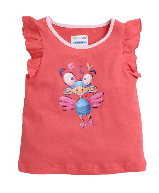 Image of BUMZEE Girl's Cotton Printed Regular Fit T-Shirt