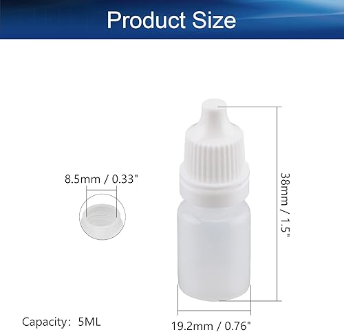 Miniatura 2 de Bettomshin 50 botellas de plástico de polietileno de 0.2 fl oz, frasco de boca fina de gotero líquido exprimible para ojos, botella de