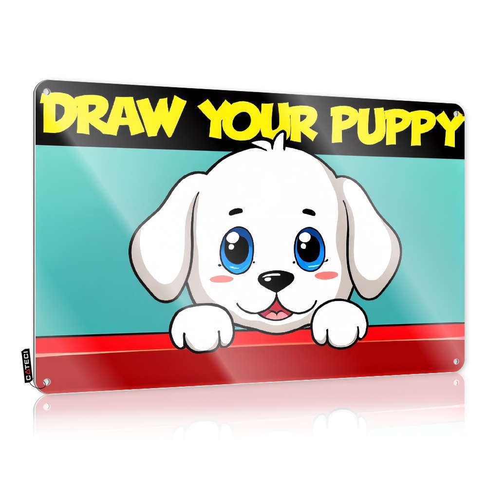 Tinplate Sign For Cowboy Chic Wall Decor Whimsical Retro Wall-mounted | Welcome Outdoor Metal & Western Hanging Bathroom : Draw Your Cute Puppy Today!