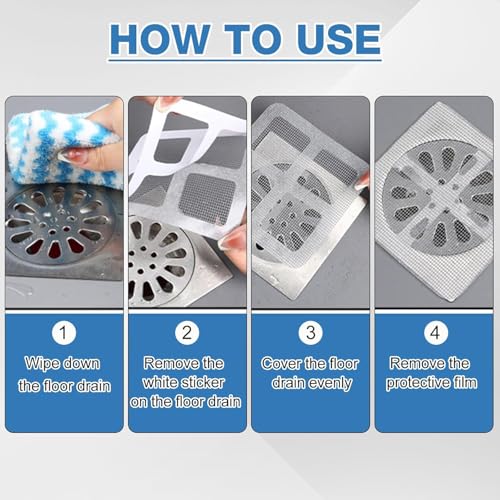 Image of KESI ORNAMENTS 20 Pcs Square Disposable Shower Drain Cover Hair Catcher Shower Drain Mesh Stickers, Bathroom, Laundry, Bathtub, Kitchen, Sink, for Human and pet Hair,Accessories for home Filter Screen