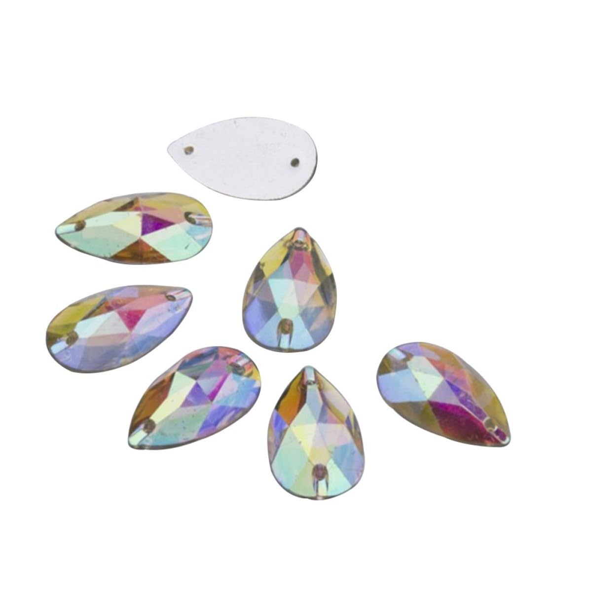Cristales para coser antidesprendimiento lágrima 13x22 mm de resina plana para fijación segura