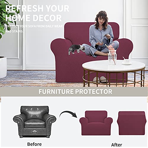 Image of Easy-Going Stretch Oversized Chair Sofa Slipcover 1-Piece Couch Sofa Cover Furniture Protector Soft with Elastic Bottom for Kids Spandex Jacquard Fabric Small Checks ASH Rose