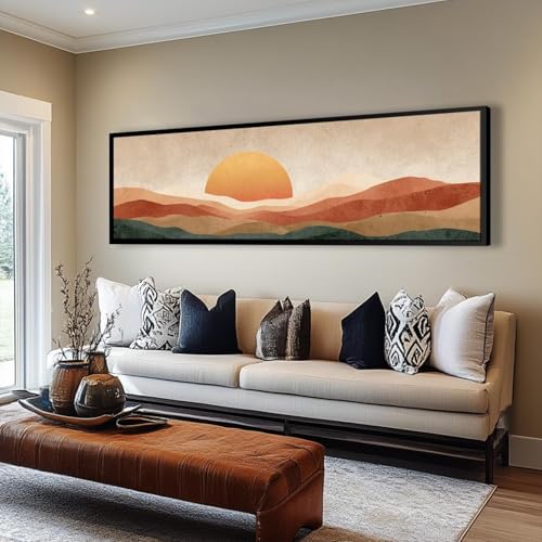 Tableau abstrait horizontal sur toile pour habiller un grand mur vide de bureau
