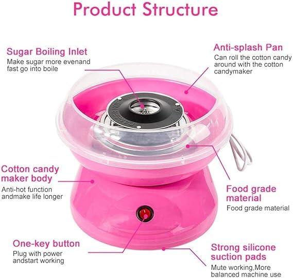 SQUADO Macchina per Zucchero Filato Elettrica Mini – Cotton Candy Machine Retro per Bambini e Famiglia, Facile da Usare, Ideale per Feste, Compleanni e Eventi