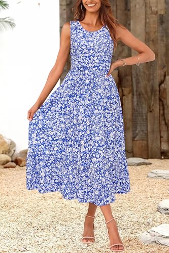 Image of STYLEWORD Womens Summer Casual Short Sleeve Flowy Midi Beach Dress