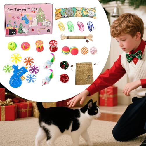 Jouets interactifs pour chats : set de peluches de Noël résistantes pour chatons - 4
