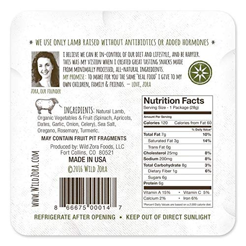 Wild Zora Meat & Veggie Bars, Mediterranean Lamb, 10-Pack, 100% Grass Fed Lamb, Healthy Jerky Paleo Snacks, Aip Friendly, Gluten Free, Soy Free, High Protein, No Added Sweetener, Lamb Jerky Snacks #TOP1