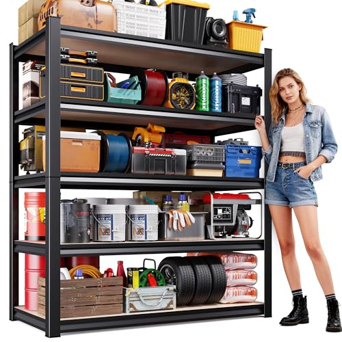 Image of 71 inchHx46 inchWx18 inchD Garage Shelving-2050 lbs 5 Tier Storage Shelves,Adjustable Heavy Duty Metal Shelving Unit and Storage Large Rack,Utility Steel Shelf for Warehouse Industrial Pantry Basement Organizers