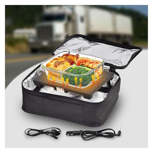 ポータブルレンジポーチ 12V/24V/110V対応60W コンパクト設計 軽量 保温 小型電子レンジ 車載 家車兼用電源線付属 、 オフィス 学校 旅行 ポットラック ピクニック