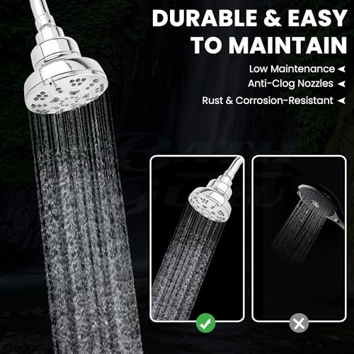 Image of BATH GURU ABS High-Performance Shower Head with Filter, 5 Function Modes, Water Softener for Hair and Skin Protection Filter Shower Head for Bathroom Chrome Plated (Head Only)