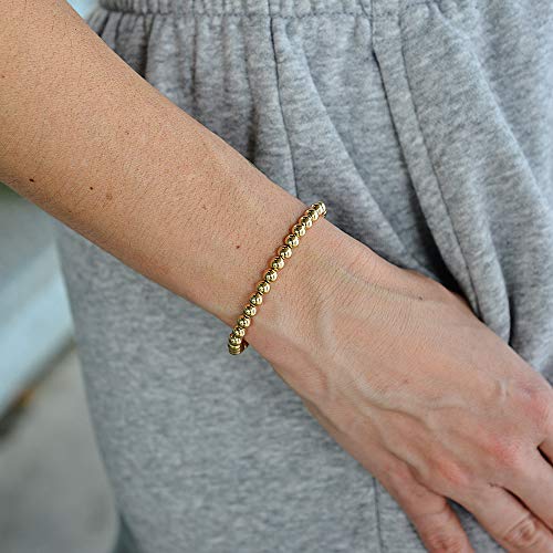 Anela 14kt Gold Filled Bracelet, 5mm Beads, Stretch and Stackable, Hand Made in USA2