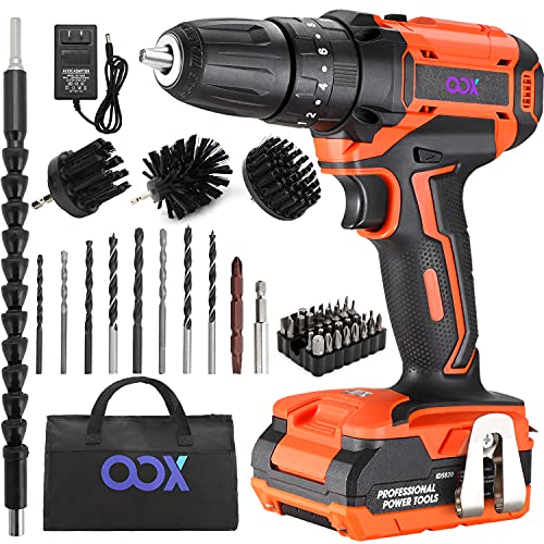 20V Cordless Drill, Cordless Drill Driver Set with Battery and Charger, 18+3 Torque Setting and 3/8'' Keyless Impact Drill, 390 in-lb Torque, 1450RPM Variable Speed for Drilling Wall Bricl Wood Metal