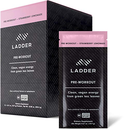 LADDER Sport Pre-Workout Strawberry Lemonade - 100mg Caffeine, Beta-Alanine, Citicoline, Creatine, Theanine, No Artificial Sweeteners, 15 On-The-Go Packets, NSF Certified for Sport